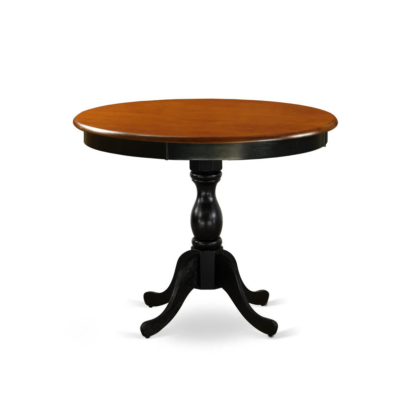3-Piece Mid Century Dining Set Contains a Wooden Table and 2 Dinner Chairs with Slatted Back - Black Finish
