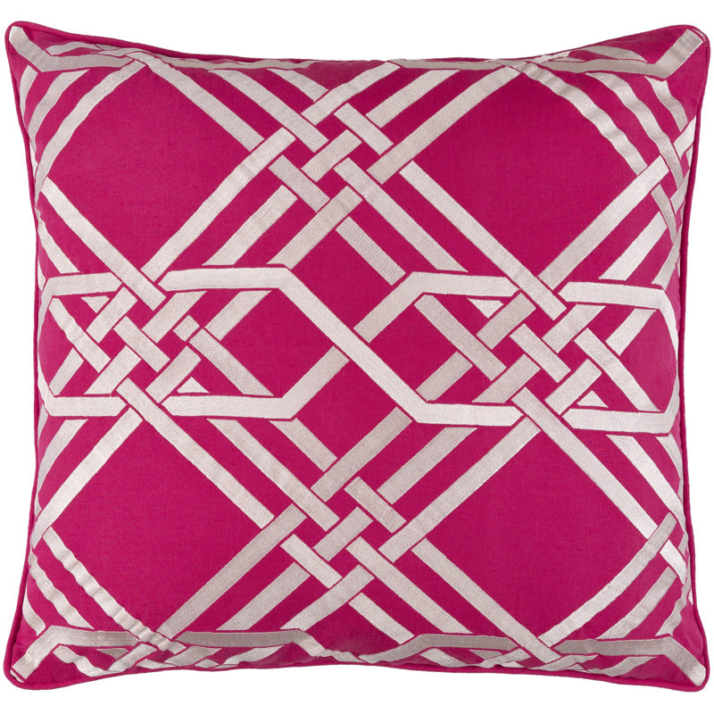 Pagoda Geometric Linen Pillow Cover, 20" x 20", Bright Pink/Blush