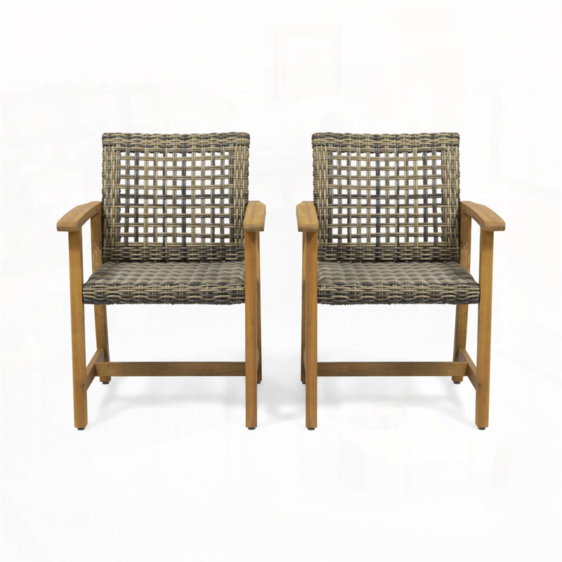 Fauteuils club d'extérieur en bois d'acacia
