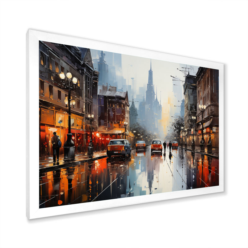 Danemark, paysage urbain symphonie I sur toile, H 16 po x l 32 po x P 1 po, Cadre photo blanc