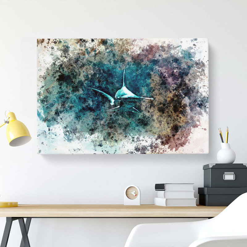 Hammerhead Shark In Abstract - Wrapped Canvas, 35cm H x 50cm W x 3cm D