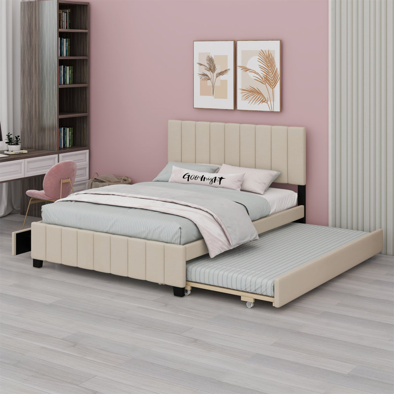 Lit à panneau tapissier Cremorne, Beige