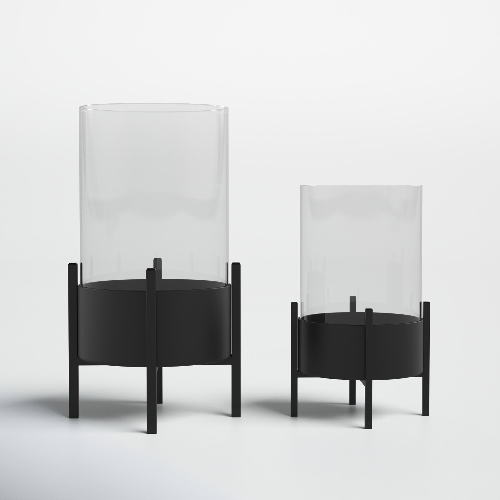 Osiris 2 Piece Metal Tabletop Hurricane Set, Black