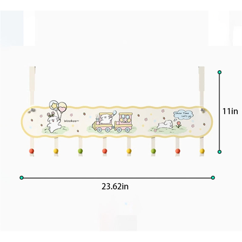 Iron Seamless Over-The-Door Hook Rack, 11" H x 23.62" W x 1.77" D