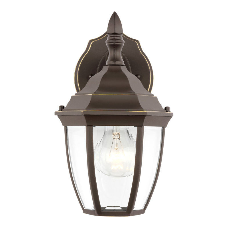 Petite lanterne murale d'extérieur à une lumière Bakersville de Génération Éclairage , Bronze héritage / transparent, Non