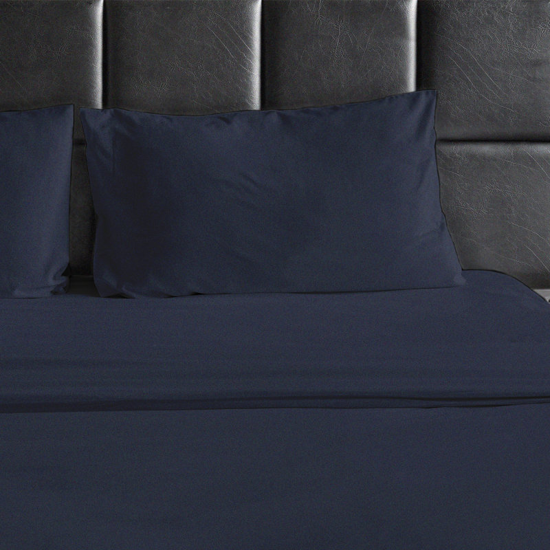 Ensemble de draps en micro-fibre, Ensemble de draps pour lit double + un drap-housse, Bleu marine