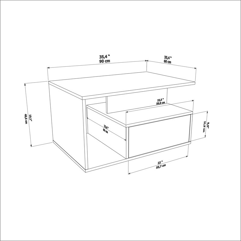 Moyock 90cm W Coffee Table, Walnut