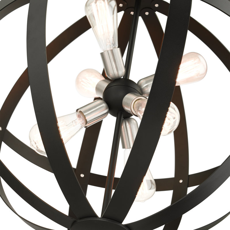 Eda 6 - Light Dimmable Globe Chandelier, Textured Black