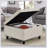 Large square storage ottoman with wooden legs, Upholstered button tufted coffee table-115824534