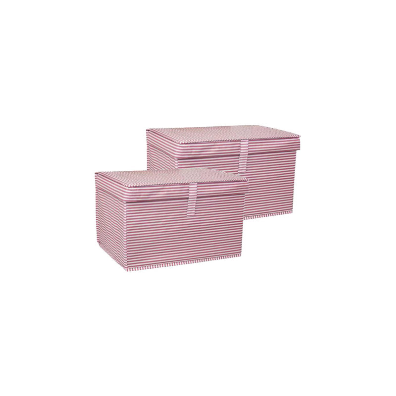 Ensemble de bacs de rangement en tissu, Rose / blanc