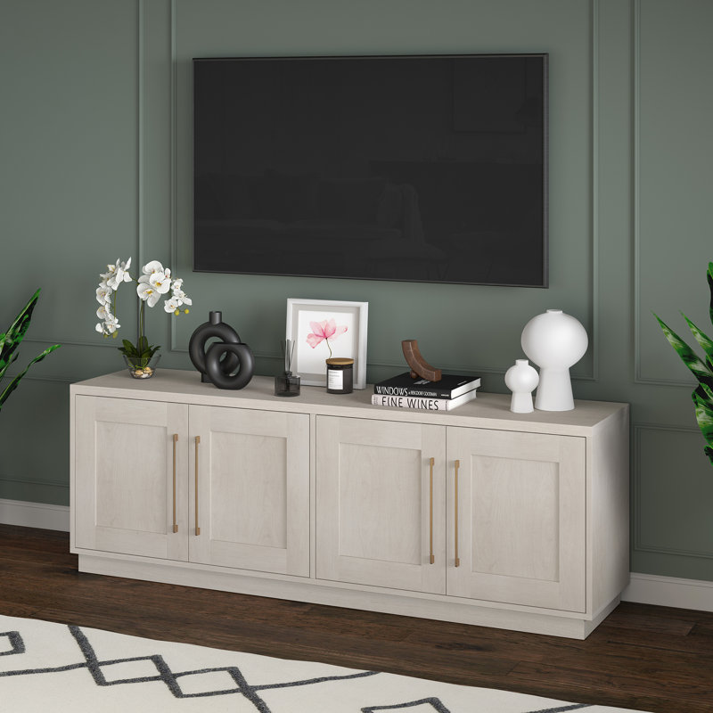 Tillman Unfinished TV Stand for TVs up to 75", Alder White