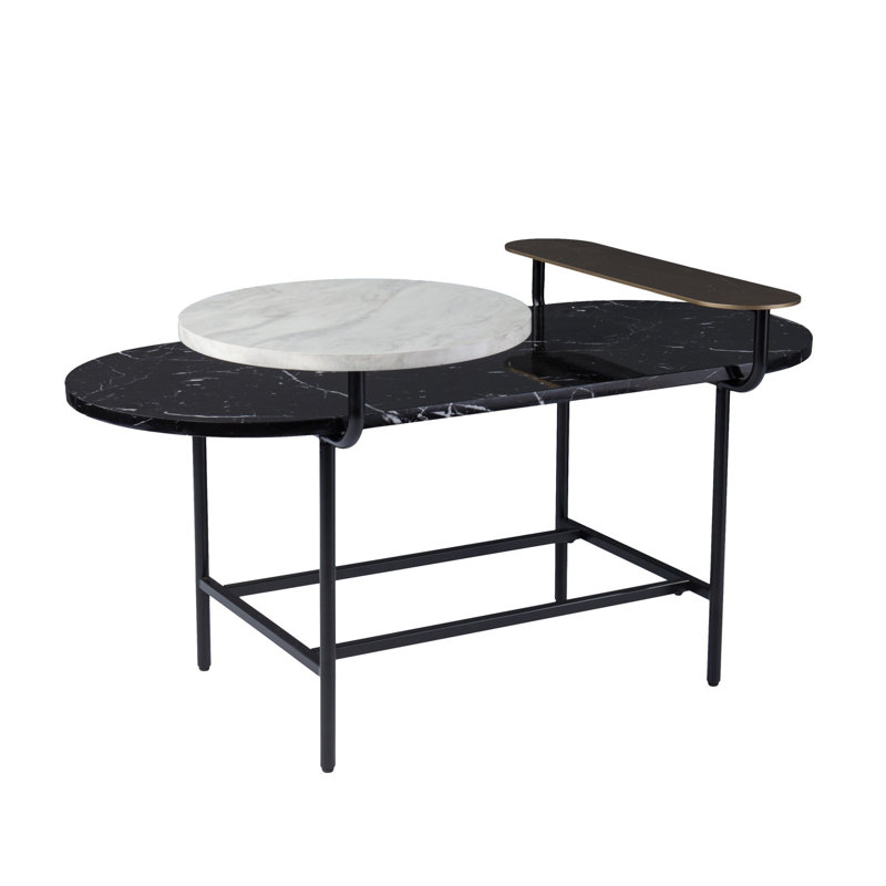 Table basse de 42 po en bois manufacturé noir et métal