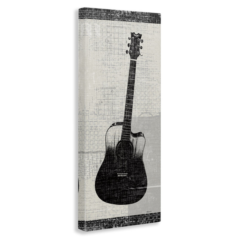 Art mural sur toile à motif de guitare acoustique par Katrina Craven, H 24 po x l 10 po