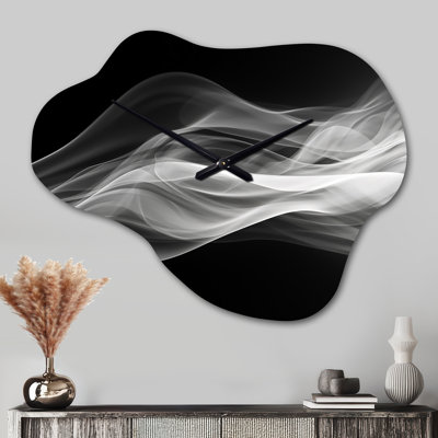 Horloge murale abstraite noir et blanc Contemplative Abstraction II - Vagues