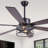 65" Industrial Balck Caged Ceiling Fan with Light Kit and Remote Control 6-speed Reversible for Living Room DC Motor-146498427