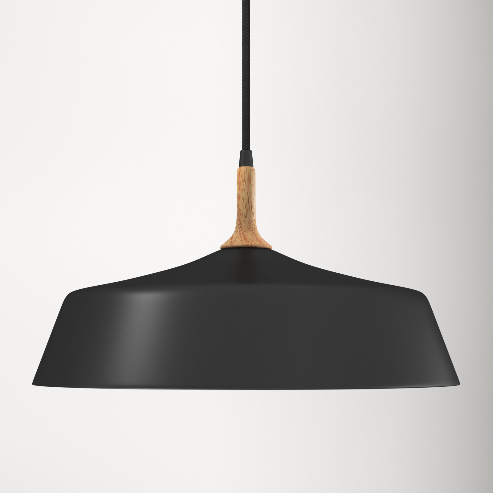 Edmar Single Light Metal Dimmable Pendant, Black/Wood