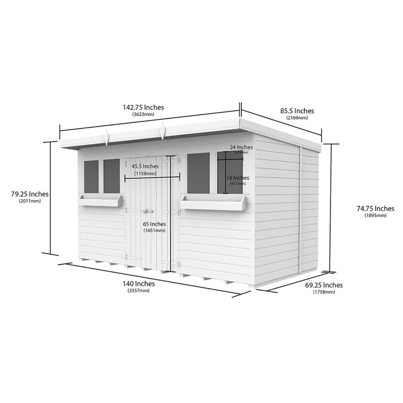 12ft x 6ft Pent Summer Shed