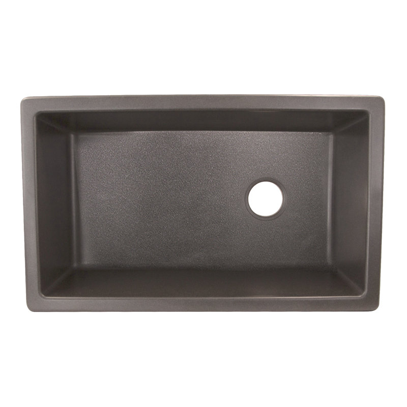 Plymouth 32.75'' L Single Bowl Granite Kitchen Sink, Titanium Gray