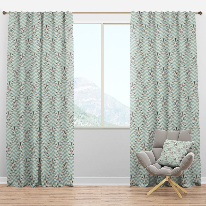 Panneau de rideau simple semi-diaphane avec passe-tringle Mid-Century, l 52 po x L 108 po