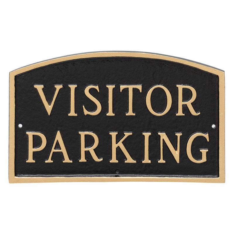 Visitor Parking Statement Garden Plaque, Black/Gold, 5.5" H x 9" W x 0.25" D