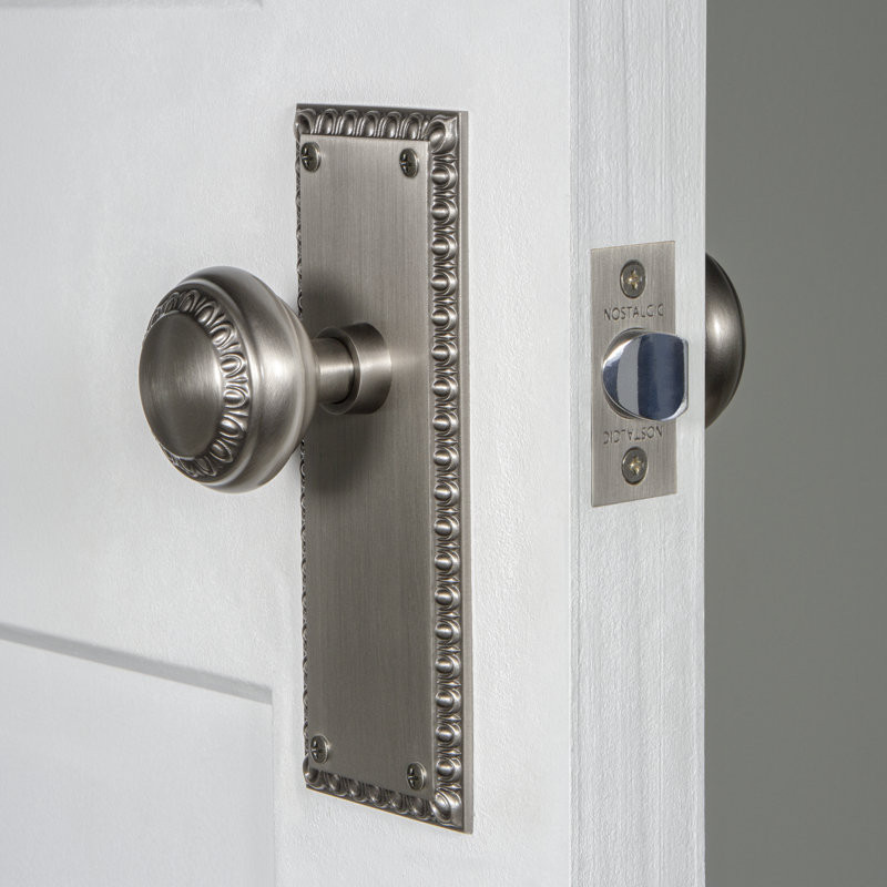 Nostalgic Warehouse Neoclassical Plate Privacy (Bed & Bath) with Neoclassical Knob, Antique Pewter, 2.75"