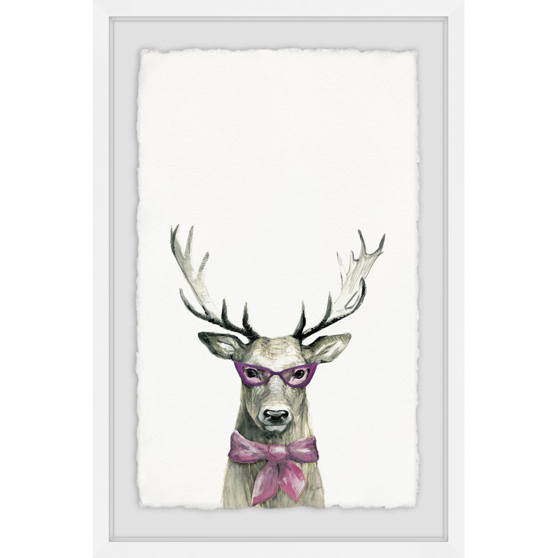 «Caravelle Po-Faced Deer», reproduction encadrée, H 12 po x l 8 po x P 1,5 po, Cadre blanc