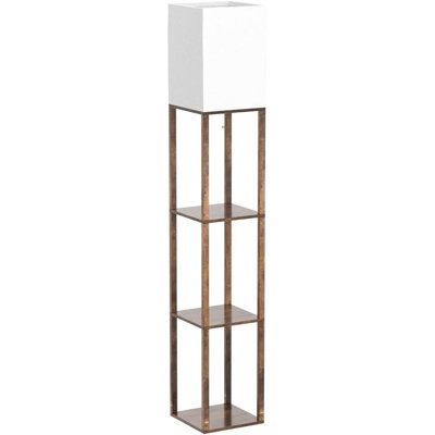 Lampe sur pied Runtop avec tablettes, lampe à tablettes moderne pour le rangement des présentoirs, lampe d'angle étroite en bois à température de couleur de 3 couleurs avec ampoule de 8 W pour le décor du salon, de la chambre à coucher, du bureau e