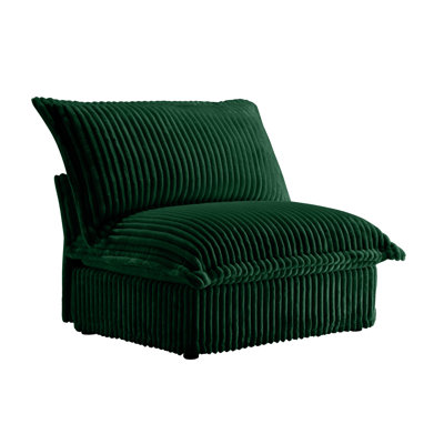 Causeuse moderne sans accoudoirs en velours côtelé vert moderne avec siège moelleux et profond avec housses amovibles lavables