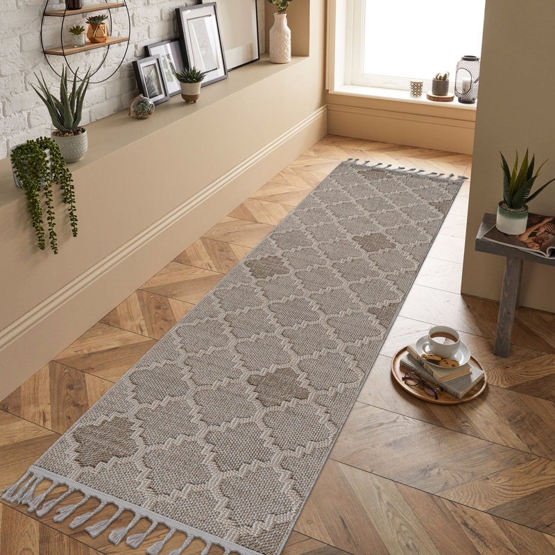 2X8 Cream/Trellis Indoor Rug Loom & - Pet-, Stain , Contemporary Style Cream Trellis Outdoor Area Non-Shedding, , For Patio