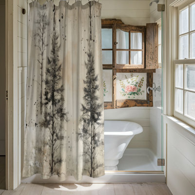 Snowy Tree Line - Premium Shower Curtain