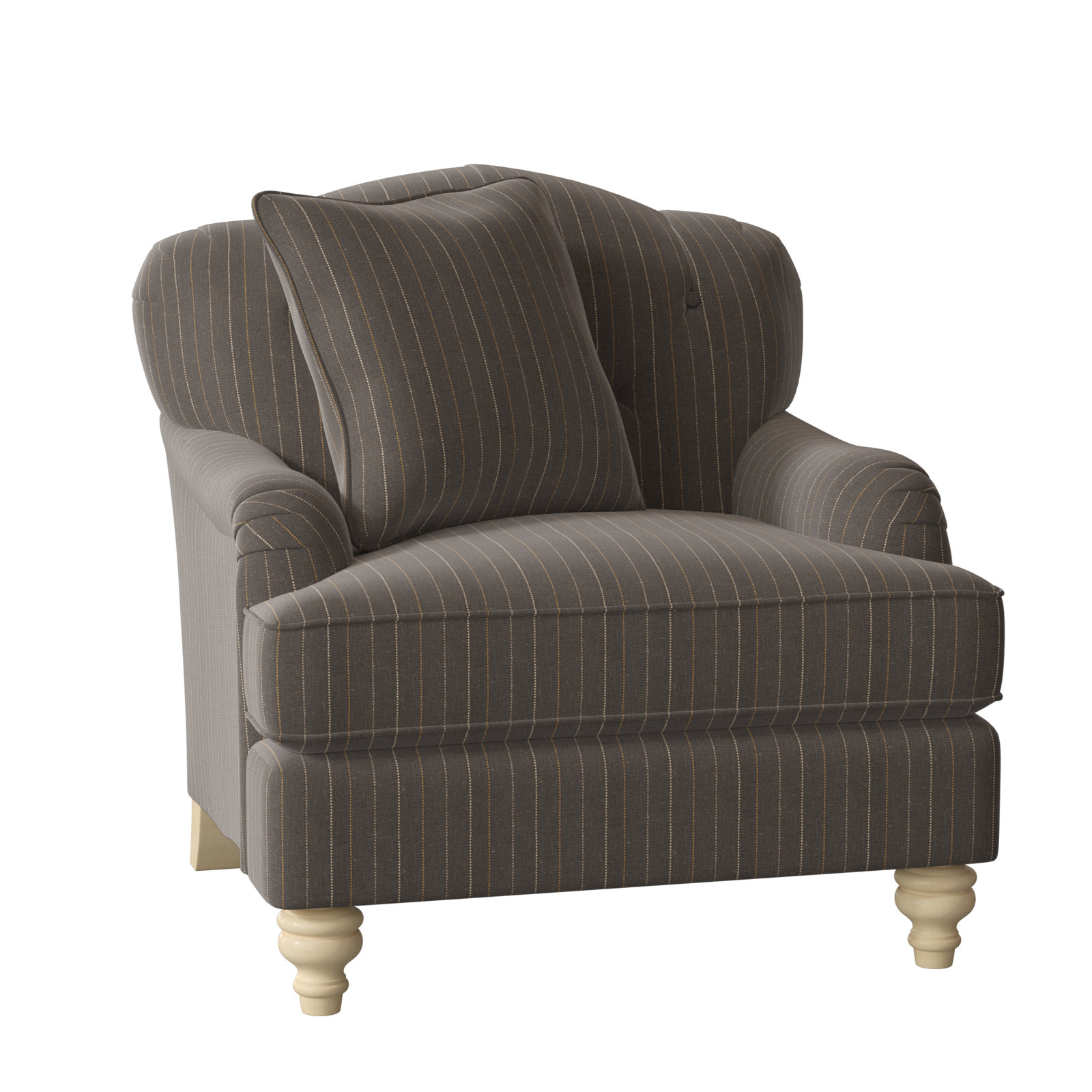Sullivan Upholstered Down Filled Armchair, Cleo 41 Gray Stripe, Manhattan, No