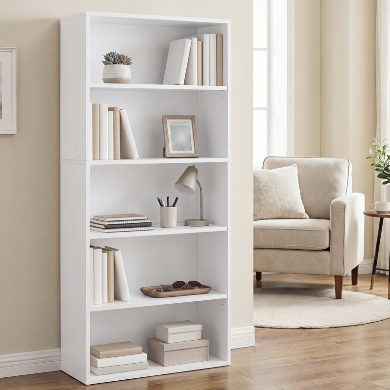 5-Tier Standard Bookcase, White