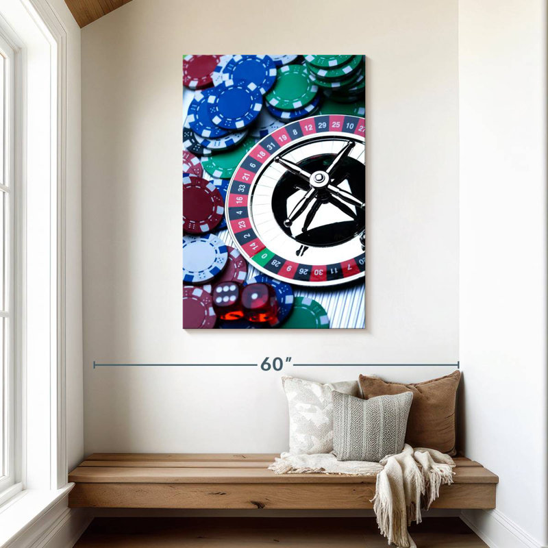 Senne Roulette Wheel And Chips, 45" H x 30" W