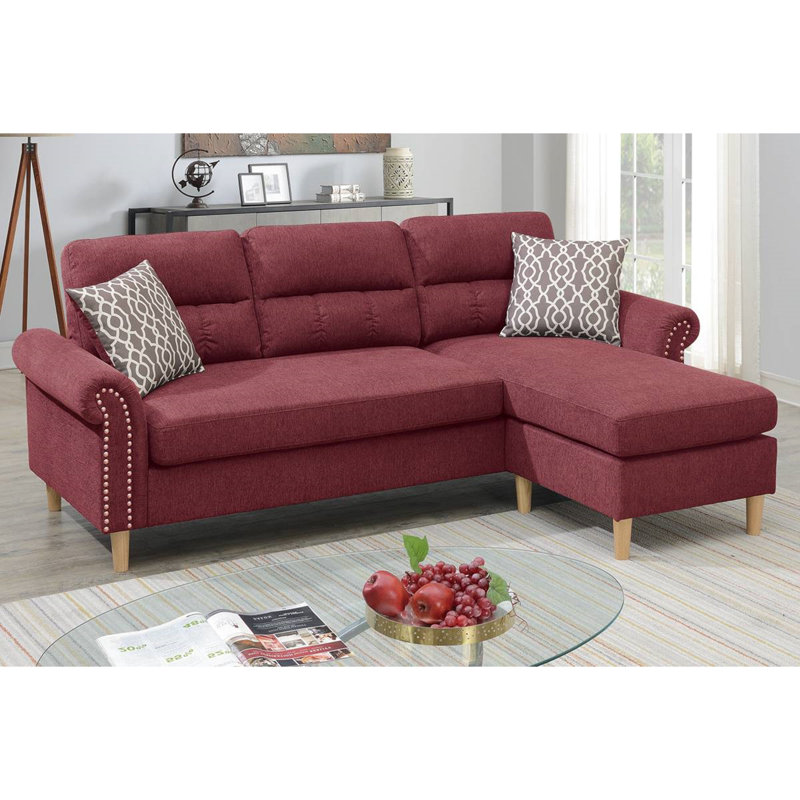 Ensemble de canapé modulaire réversible en polyfibre Paparika, Rouge