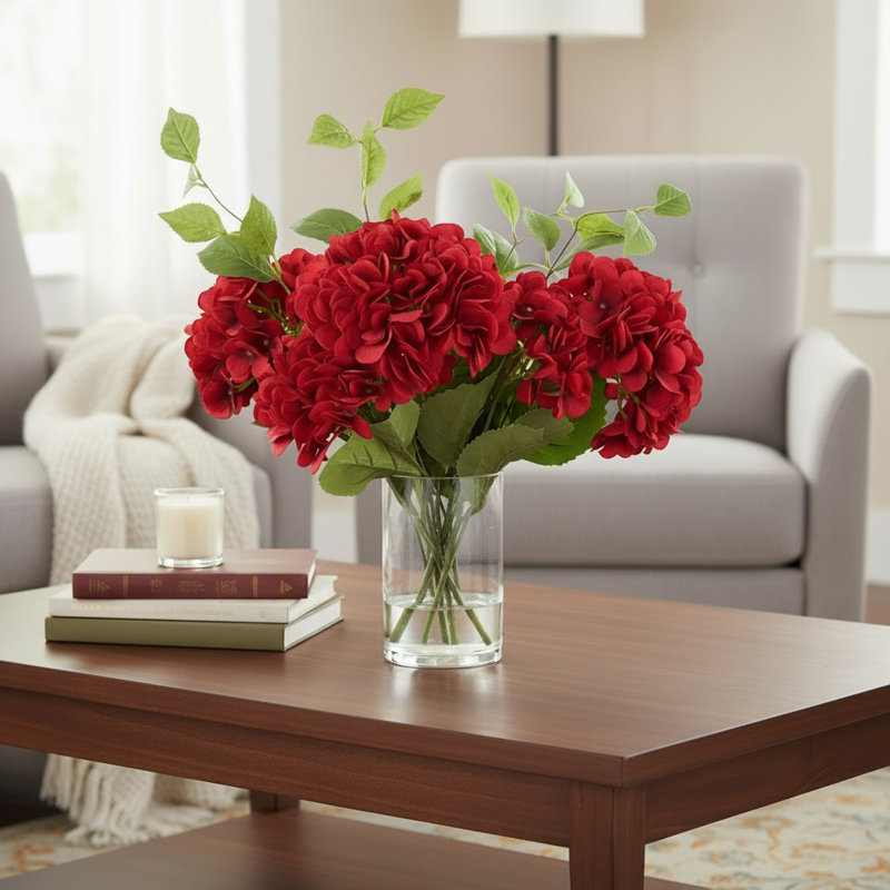 Hydrangea Arrangement in Vase, 21" H x 15" W