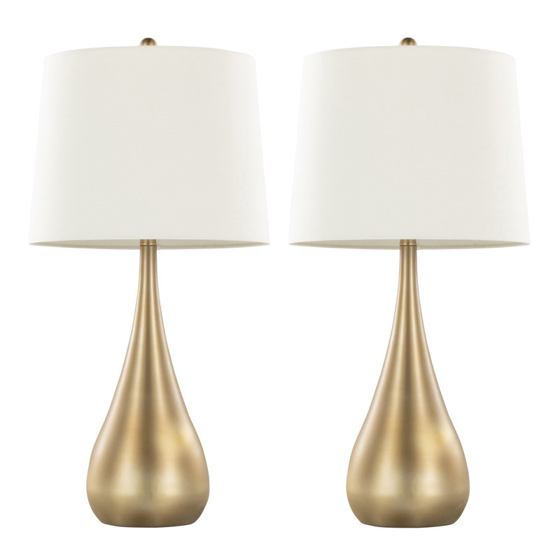 Lampe de table contemporaine en métal, Doré, Blanc