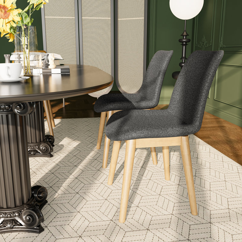 Hamish 47cm H Linen Blend Upholstered Parsons Chair, Dark Grey