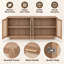 Buffet de rangement d'angle arrondi en rotin Wabi Sabi avec base intégrée pour salon, cuisine et salle à manger-567463776