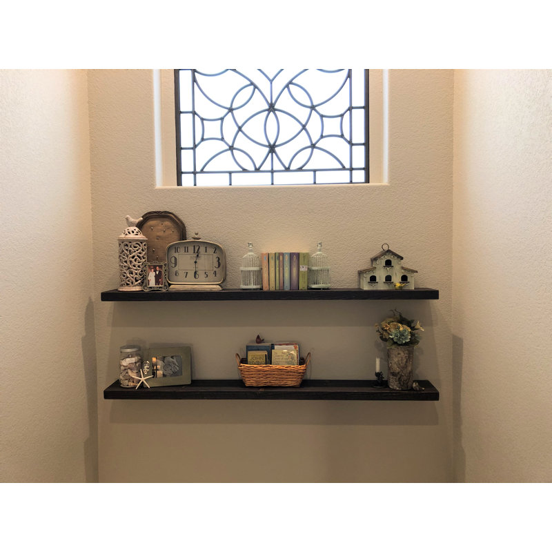Mcevoy 2 Piece Pine Floating Shelf, 2" H x 24" W x 6" D, Mocha