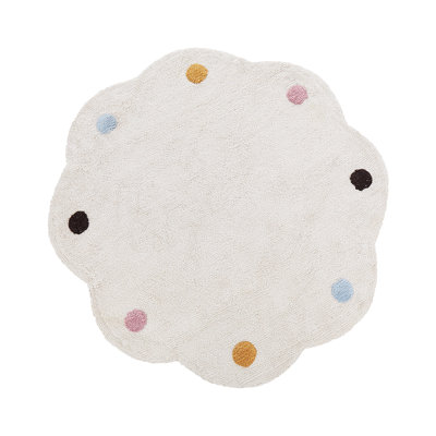 Round Robenia Polka Dots Cotton Hand Tufted 120cm X 120cm Area Rug