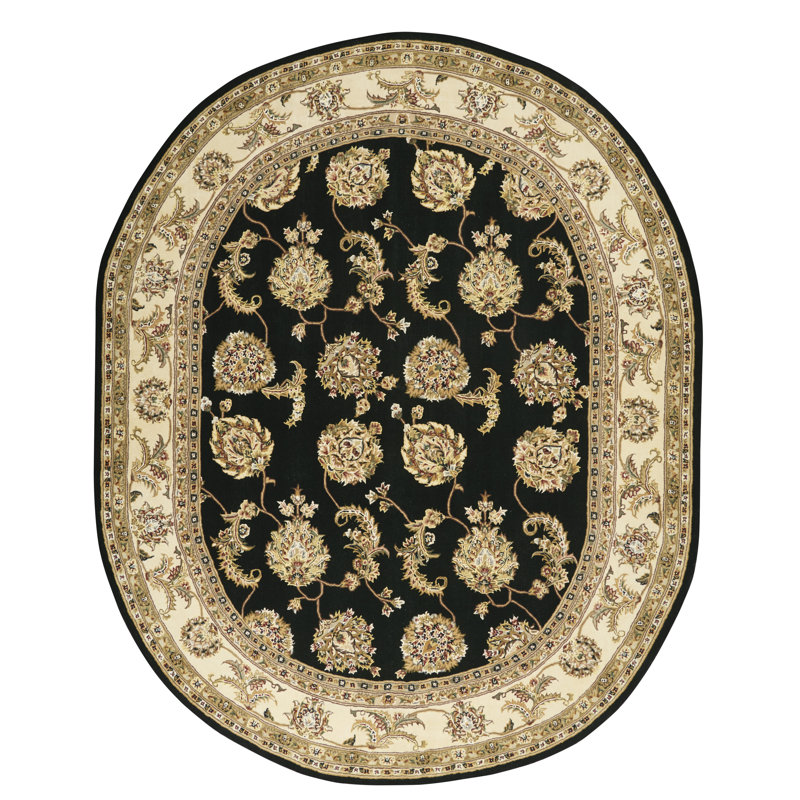 Tapis noir Corina, Ovale 7 pi 6 po x 9 pi 6 po