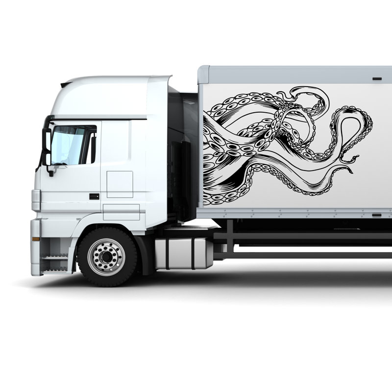 Autocollant de voiture Octopus, Rose vif, H 18 po x l 25 po
