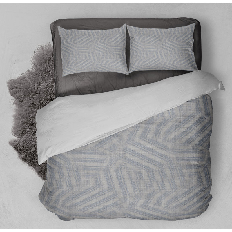 Polyester Twill Geometric Shapes Duvet Cover, King Duvet Cover + 2 King Pillowcases