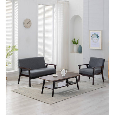 Bari Espresso Coffee Table Loveseat Chair Set