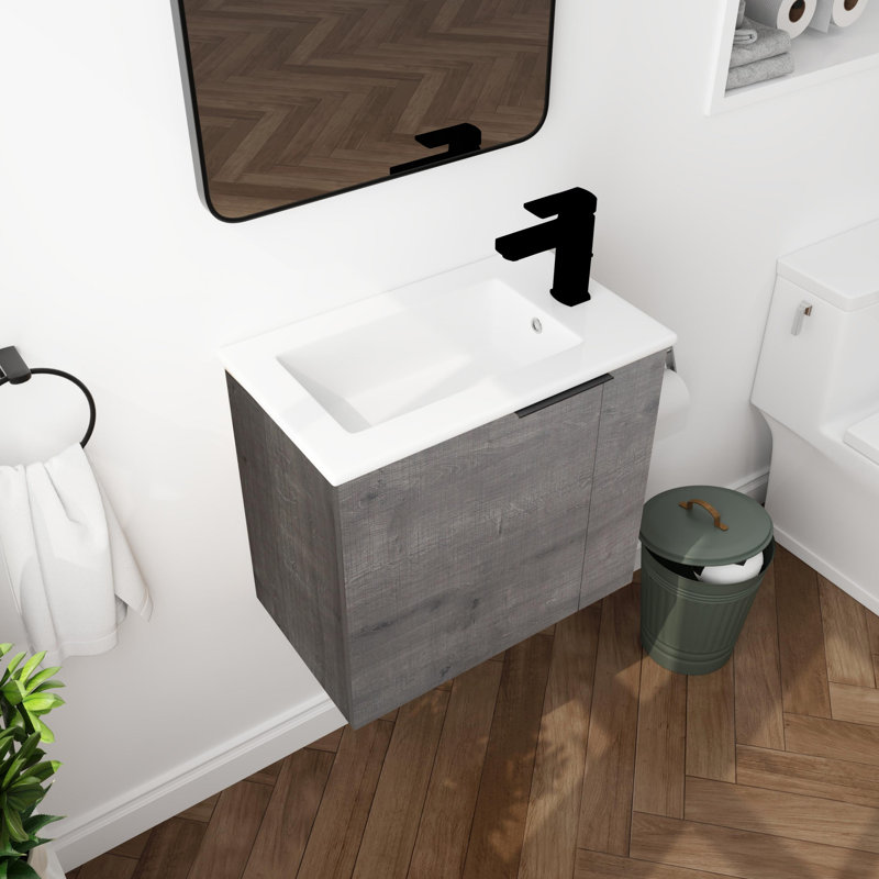 Meuble-lavabo de salle de bain avec lavabo, Gris
