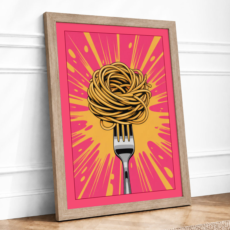 Fork And Pasta Pop Modern - Print, Oak, A3 - 42.0 x 29.7 cm