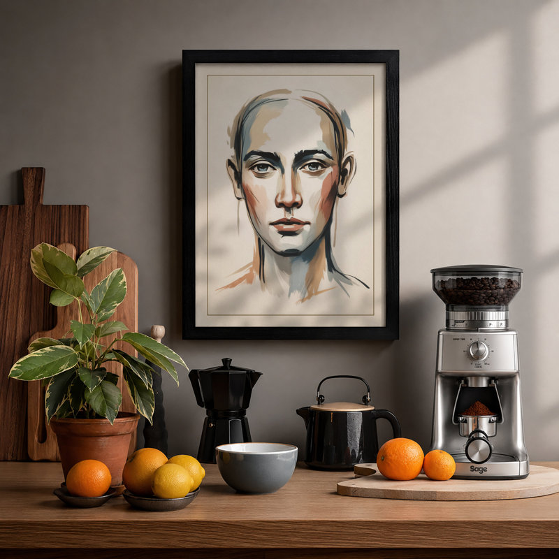Composed Portrait Modern - Print, Black, A3 - 42.0 x 29.7 cm
