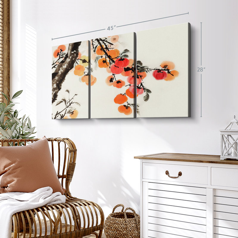 «Traditional Chinese Persimmon», 3 pièces, H 28 po x l 45 po x P 1,25 po