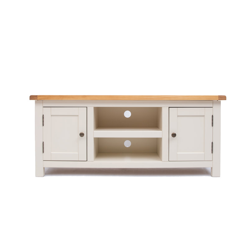 Abiorn TV Stand for TVs up to 55", White/Natural/Brass