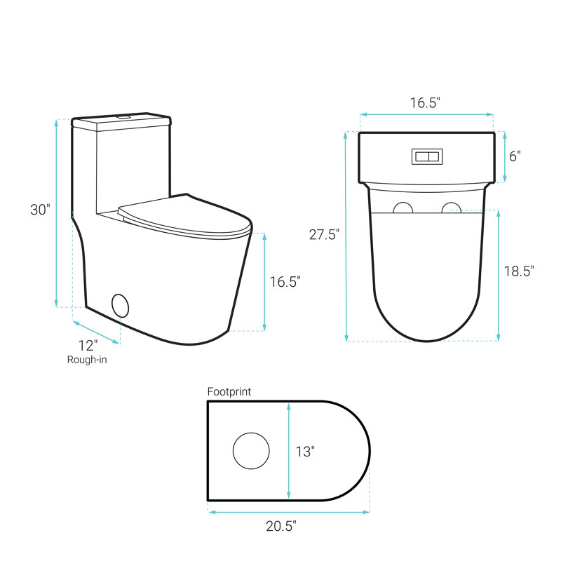 Toilette allongée une pièce à double chasse avec 0,95 / 1,26 GPF Dreux, 30" H x 16.5" W x 28" D, Noir mat, Haut